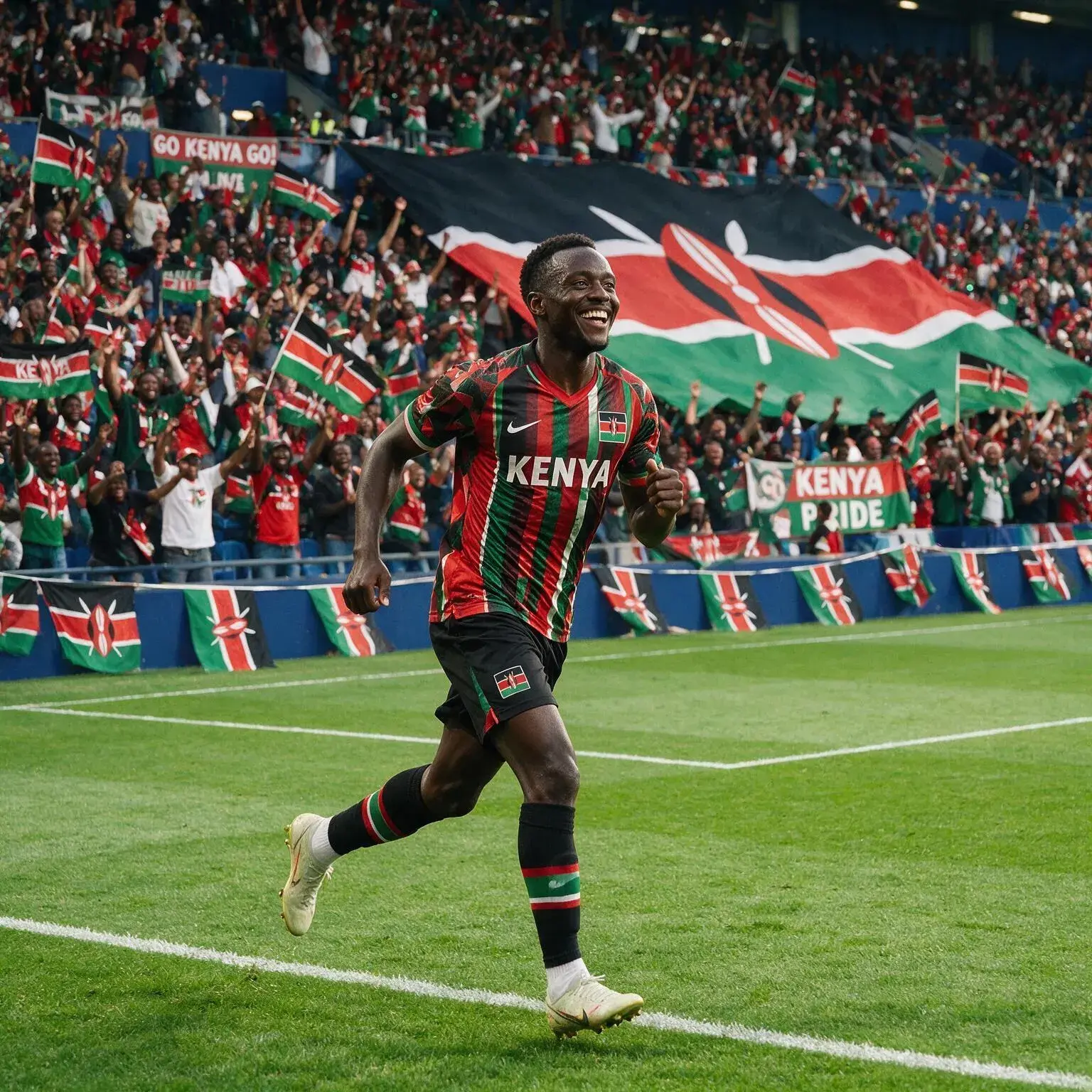 Kenya football player celebrating